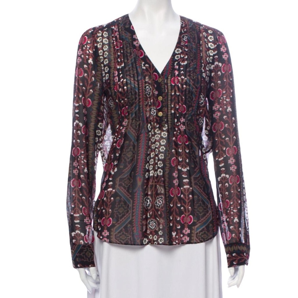 VERONICA BEARD Lowell Blouse Floral Paisley Multicolor Sheer Size 10